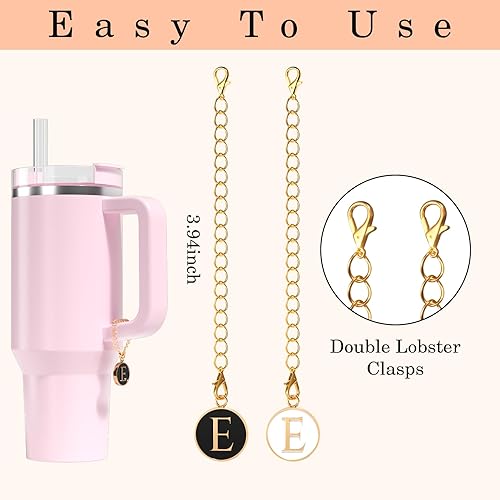 Miniatura 4 de Utuichuo Tapa de popote de 0.394 in para copa Stanley de 30 onzas, 40 onzas, con inicial, con 2 dijes de letras, accesorios para dije de