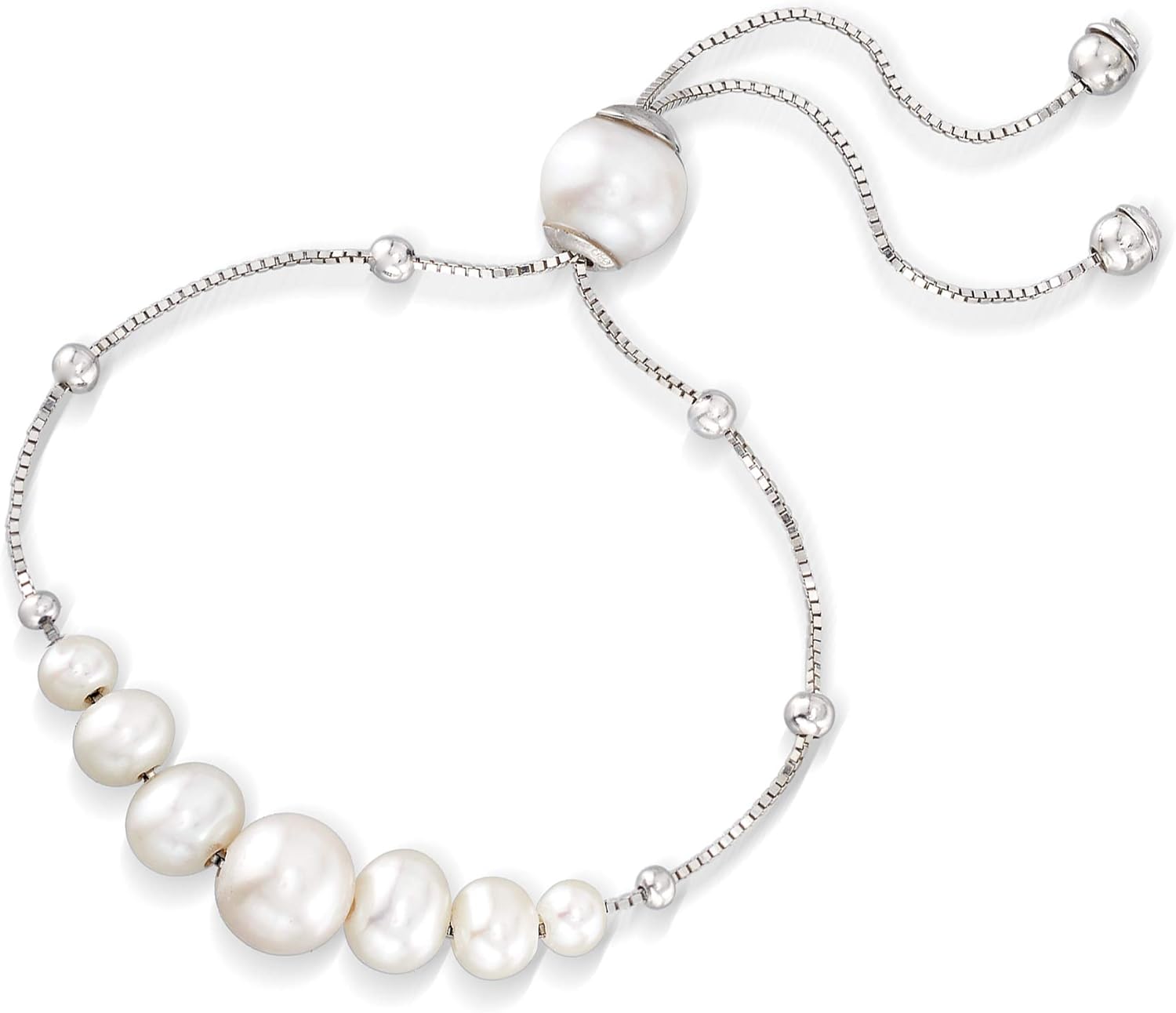Vista 3 de Ross-Simons Pulsera bolo de perlas cultivadas de 0157-0374in en plata de ley perla no conocido