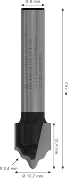 Bosch 2608628398 aksesuarı profil freze H 8 mm, R1 2,4 mm, D 12,7 mm, L 12,7 mm, G 46 mm
