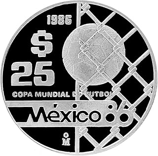 1986 Mo Mexican Soccer Cup PROOF 25 Peso Silver Coin I Mexican Commemorative Coin "Copa Mundial De Futbol" I Monetized By Mexico Government