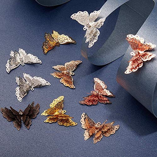 SUNNYCLUE 12-Piece Rhinestone Butterfly Filigree Charms #TOP27