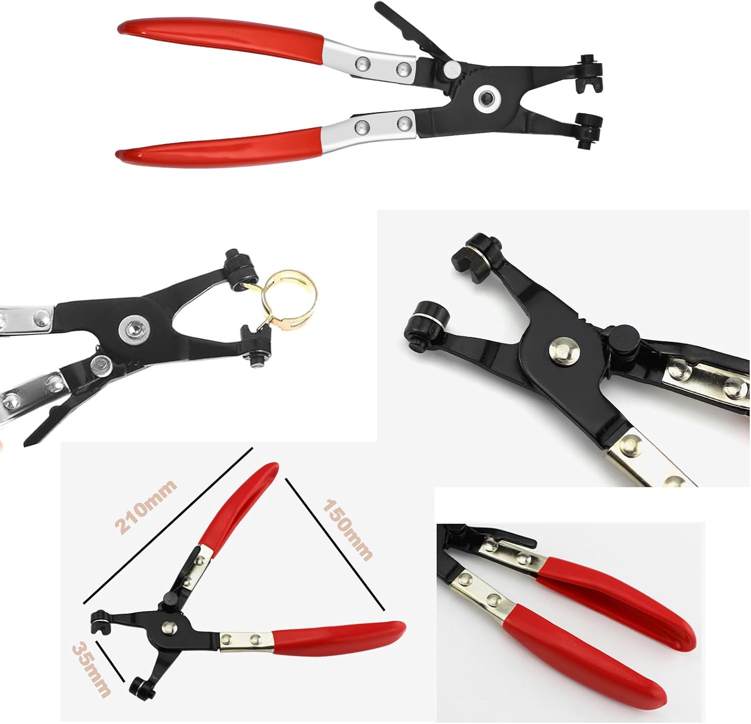 171Pcs 6-25mm Spring Band Hose Clamps With Swivel Flat Plier 15 Sizes Assortment Kit, Fuel Line Silicone Vacuum Hose Steel Clip Clamp,Low Pressure Air Pipe Fasteners In Automotive, Marine, Gardening
