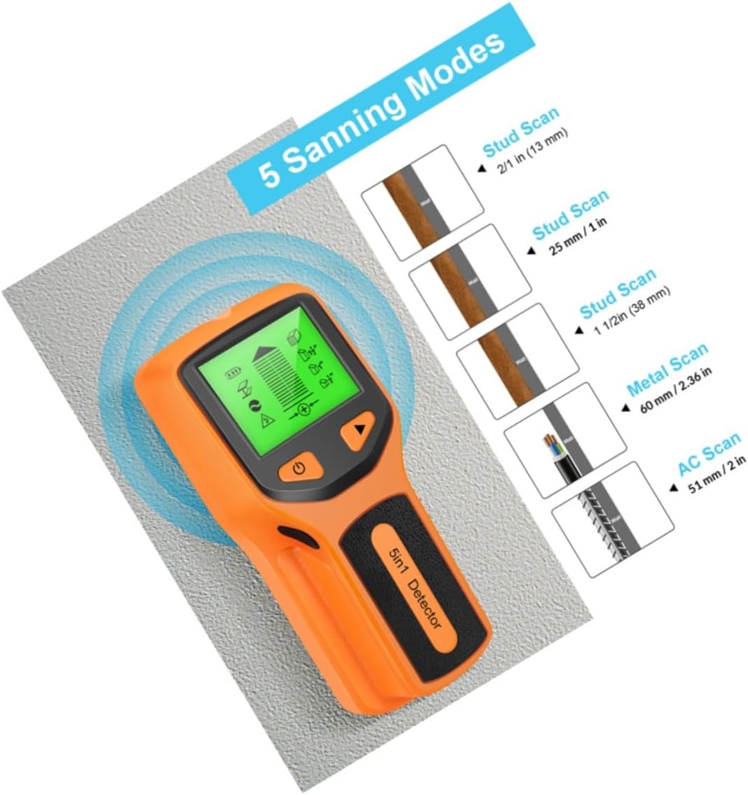 Sewroro 5-in-1 Wall Scanner and Metal Finder with LCD Display, Wood and Wire Detector for Studs Behind Drywall, Wallpaper, Wood Floors, and Ceilings – Handheld Scanner for Home Improvement