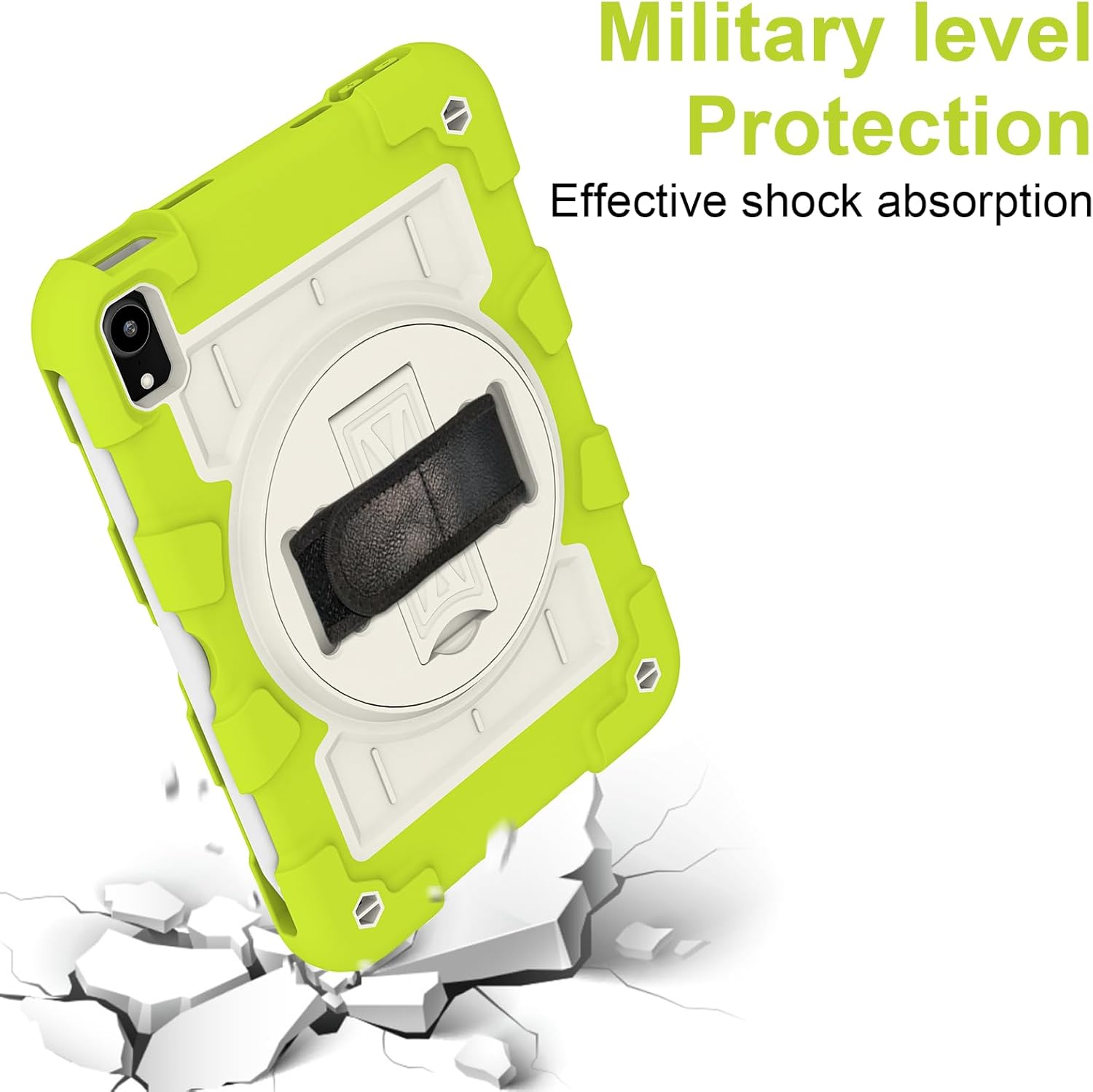 for iPad Mini 7 A17 Pro Case 2024 iPad Mini 6th Generation Case 2021 8.3 Inch Shockproof iPad Mini 7/6 with Protector Rotating Hand Strap + Stand (Love Birds Green)