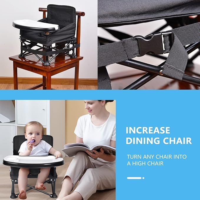 Image of Baby Foldable Chair for Baby boy, Girl | Space Saver Baby Seat Booster High Chair Camping Chair for Kids, Toddler | Beach Chair for Travel, Outdoor, Fishing | Folding Chair Booster Seat with Tray