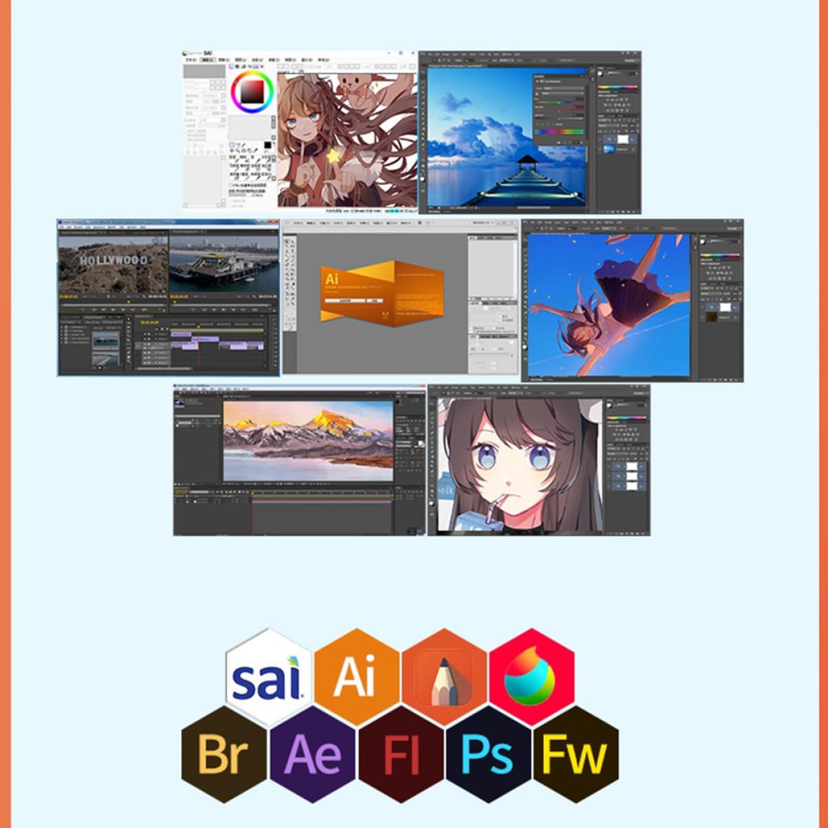 Digital Art Graphics Tablet Connectable to Mobile Phone Laptop Computer Drawing Tablet