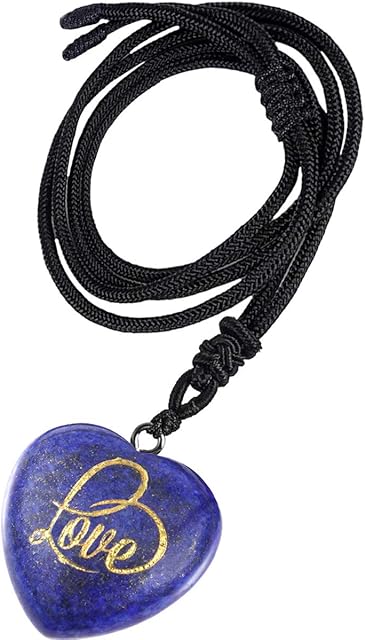 Nupuyai Crystal Heart Stone Necklace for Women, Engraved Letter Love Stone Pendant with Adjustable Cord, Reiki Healing Meditation