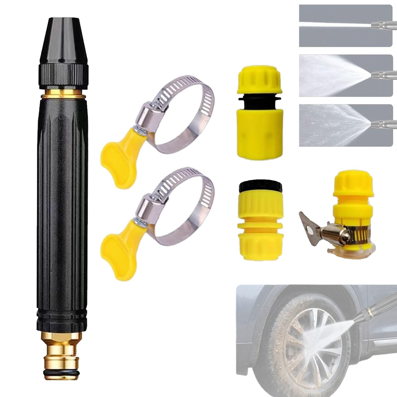 Heavy Duty Adjustable Twist Hose Nozzle Jet Sweeper Nozzle, Adjustable Metal Nozzle Garden Hose Sprinkler, 3 Adjustable Water Cannon/Sprayer/Washer for Watering Plants Pet Rinsing Floor