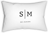 Vista 13 de Funda de almohada personalizada para boda con nombres de la pareja y fecha personalizada, almohada con monograma para aniversario de boda
