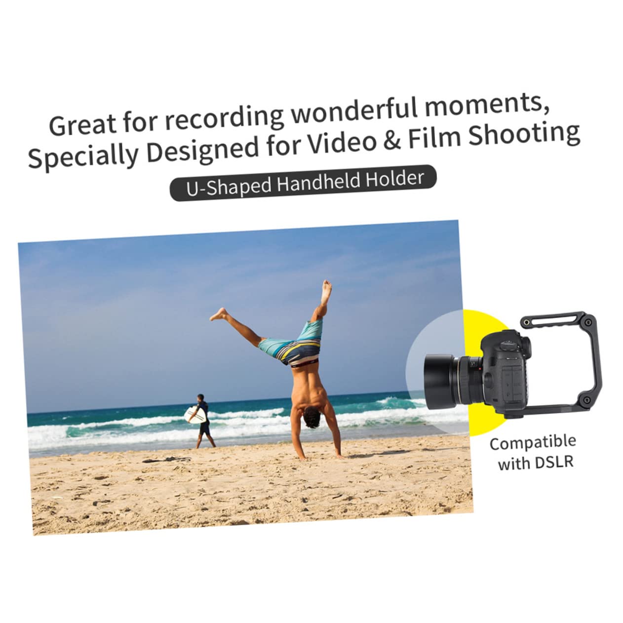 Stabilizzatore Portatile per Fotocamera Pieghevole Nero | Pa66 Nylon e Fibra di Vetro, Scanalatura a U e Vite 1/4 Scorrevole, Foro Standard e Interfaccia