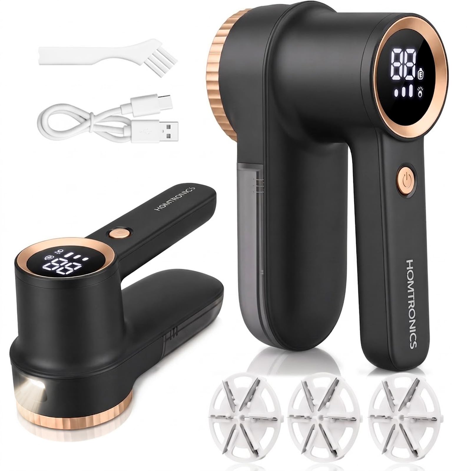 Homtronics Rechargeable Lint Shaver for Clothes, Furniture, Sweater-Gold