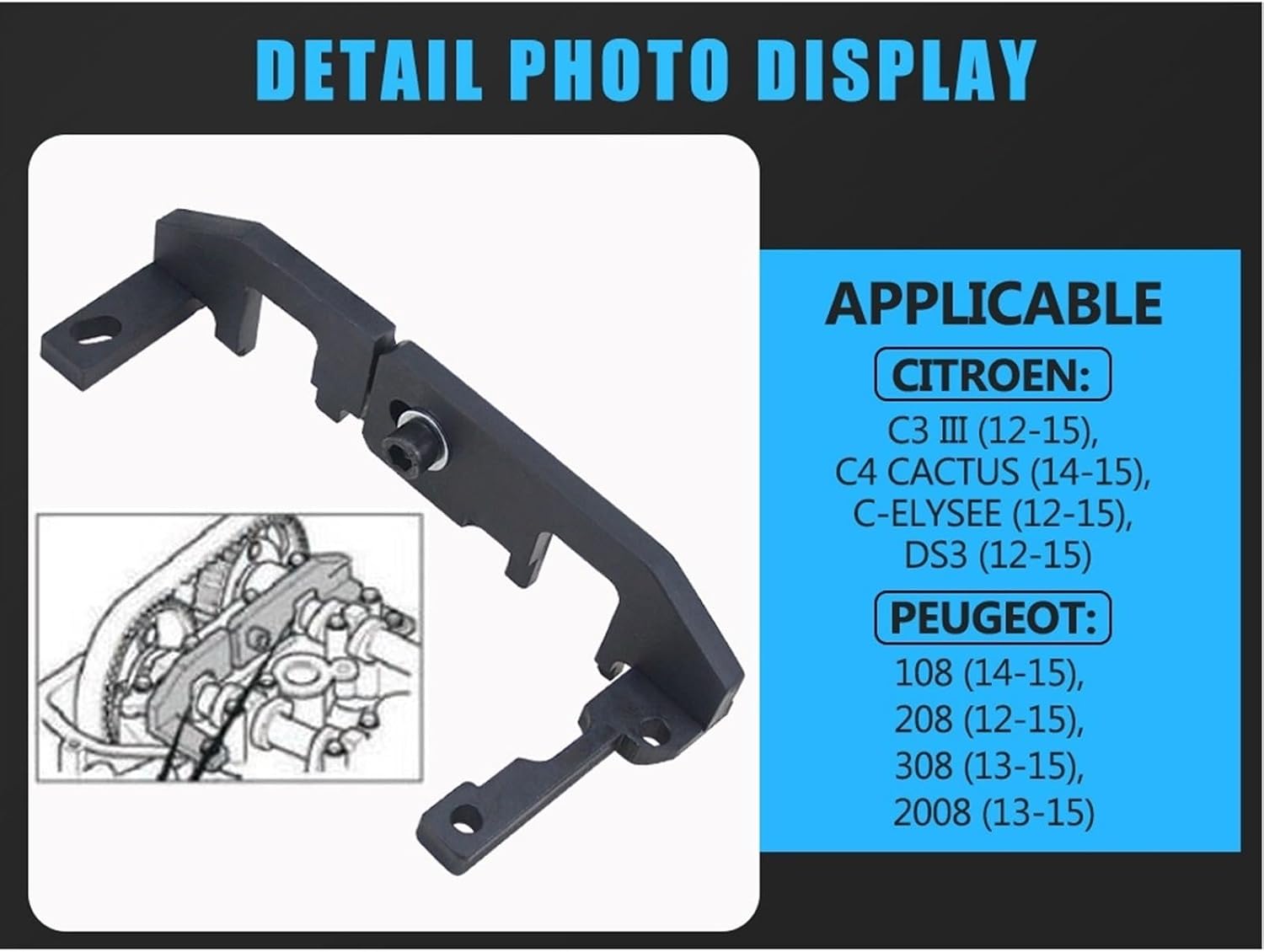1/2/3PCS Engine Timing Locking Setting Tools Set for 1.0 1.2 VTI Lock Tool Kit Petrol,OEM#: 0109-2A, 0109-2B(2pcs)