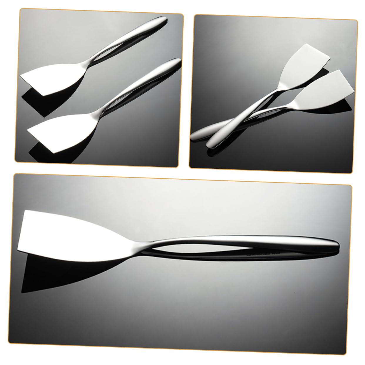 PRETYZOOM 5 Set Spatola per Friggere in Acciaio Inossidabile Pescare Spatola da Tornitore Scanalato Girauova per Pizza Cucina Grasso Flip Fabbricazione Silver 2 Pezzi*5