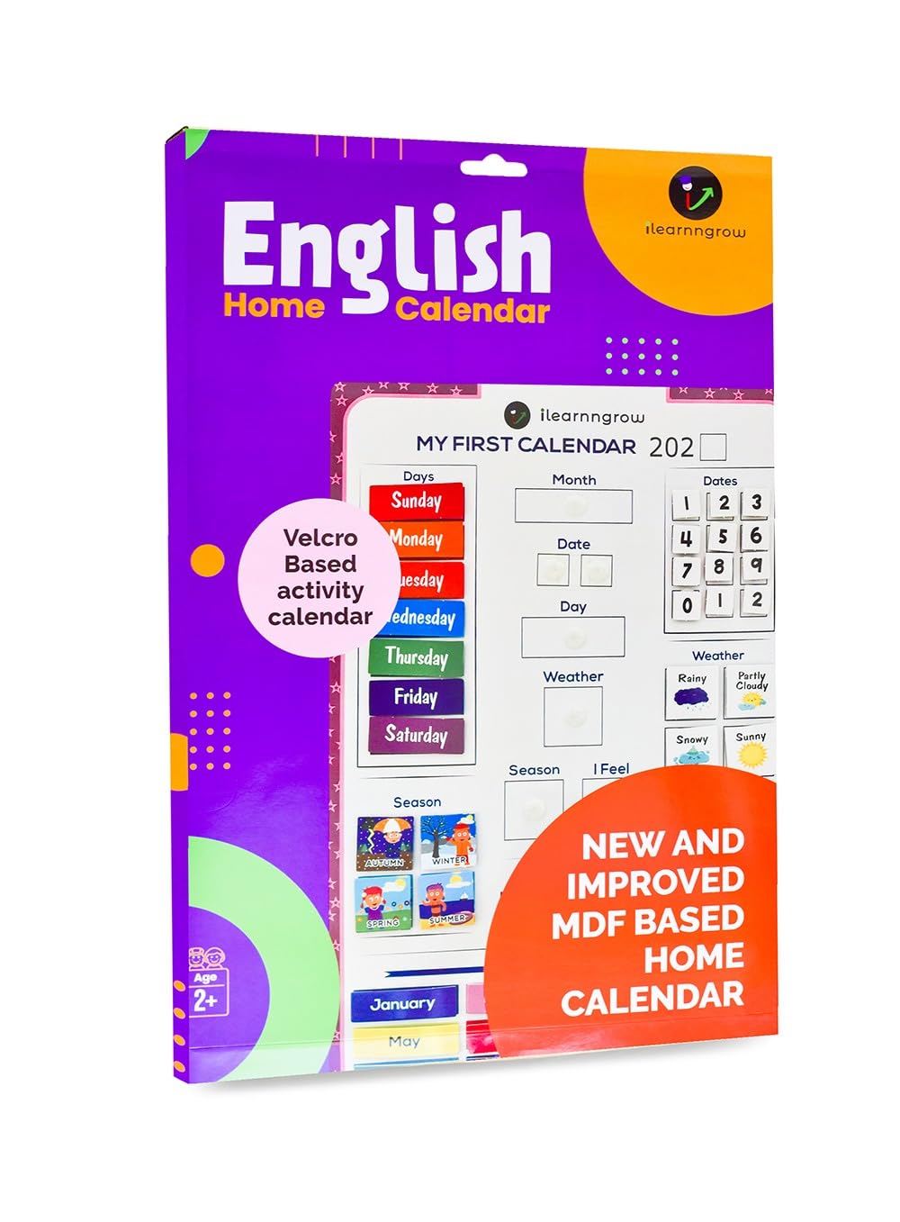 ILEARNNGROW Kids Home Calendar Educational Toy with Board Based for Days, Month, Weather,Seasons Learning Multifunctional Preschool Teaching Boys & Girls 3+ Years (B09RMPJ6W3) Amazon Price History, Amazon Price Tracker