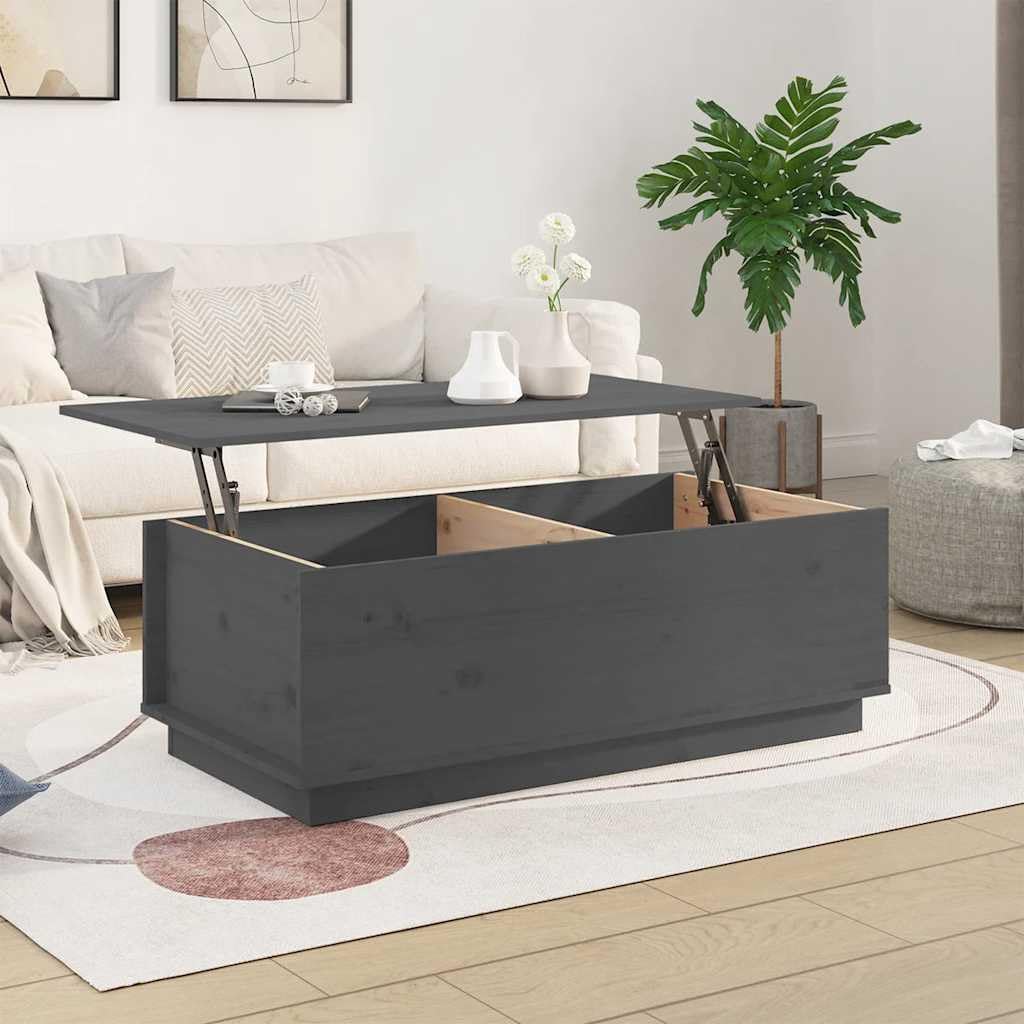 Fengshui Stolik kawowy szary 100 x 50 x 35 cm lite drewno sosnowe