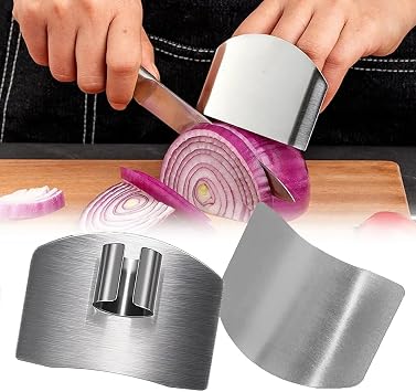 Stainless Steel Finger Guard, 2025 New Finger Protector for Cutting Food, Slicing Tool Finger Protector for Kitchen, Stainless Steel Finger Protector for Cutting, Chopping, Dicing, Slicing 2pcs