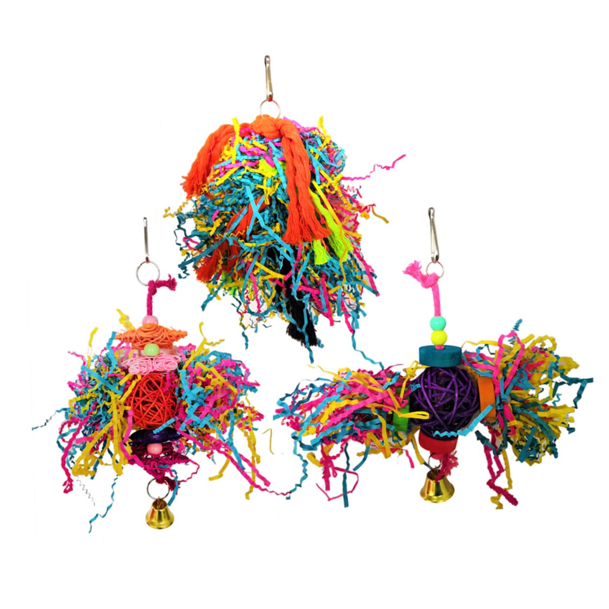 Yardwe 9 Piezas Bolas Seda Loro Jaula Juguetes para pájaros pequeños Juguetes Loros Herramienta Aves Juguete para Masticar Loros Cuerda algodón Juego 3 Piezas Madera