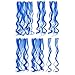 SWACC 7 Pcs Full Head Party Highlights Clip on in Hair Extensions For Women Colored Hair Streak Synthetic Hairpieces (20-Inch Curly, Blue)
