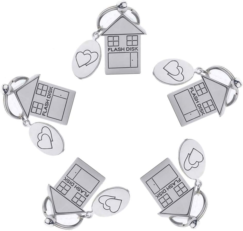 5PCS Folding Metal House Shaped USB 3.0 16GB USB Flash Drive Memory Stick Fold Storage Stick Pen-(Silver)