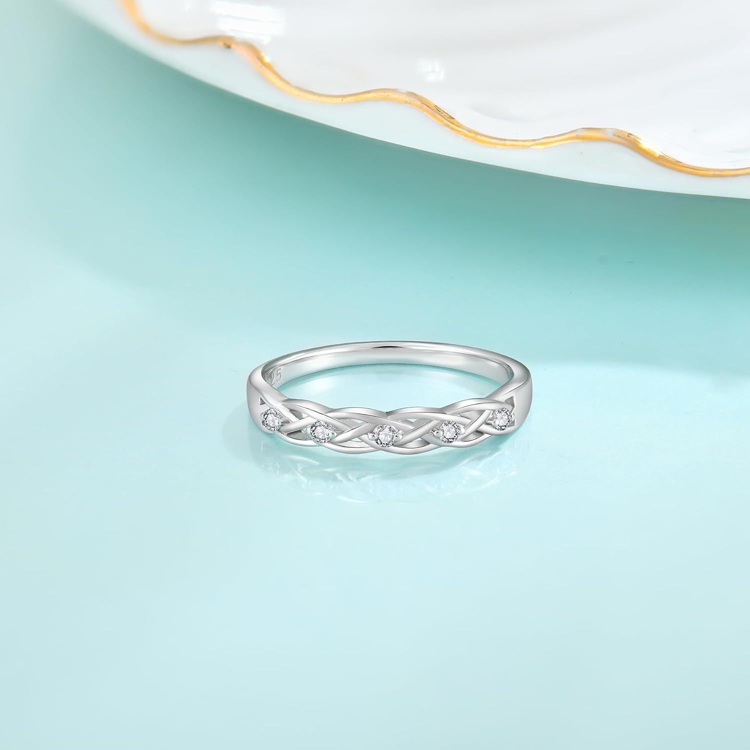 Infinity Celtic Knot Ring 925 Sterling Silver Twisted Knot Birthstone Ring Statement Rings for Women Size 5-10 - Image 5