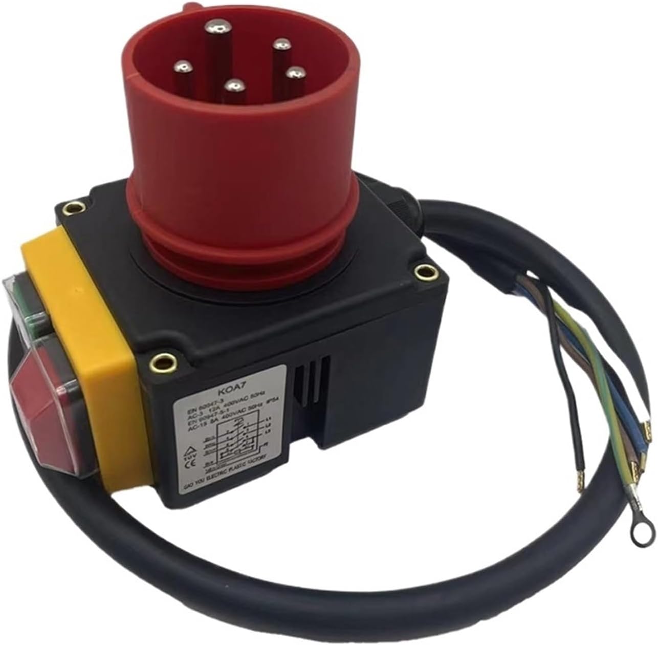KOA7 Device Switch Machine Switch 380/400V 3 Phases with Cable and Phase Inverter Compatible with Wood Splitter