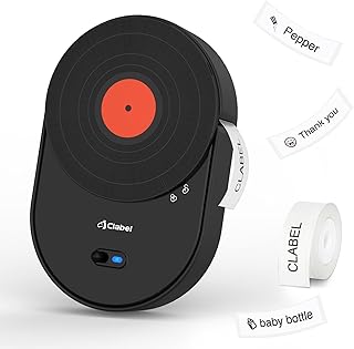 CLABEL Label Maker Machine 521B, Label Printer Handheld with Thermal Tape Customized Sticker, Portable Compact, Easy to Use for Home jars Office School Rechargeable Compatible with iOS & Android Black