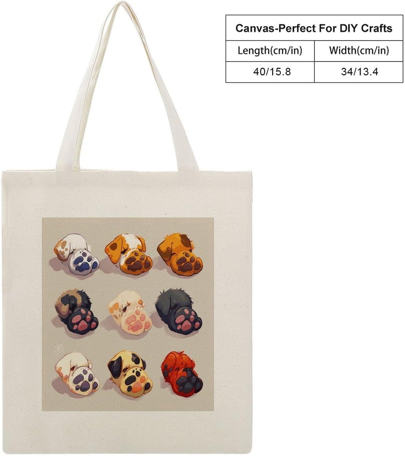 Cute Dog Paw Canvas Tote Bag Aesthetic Tote Bag image 4
