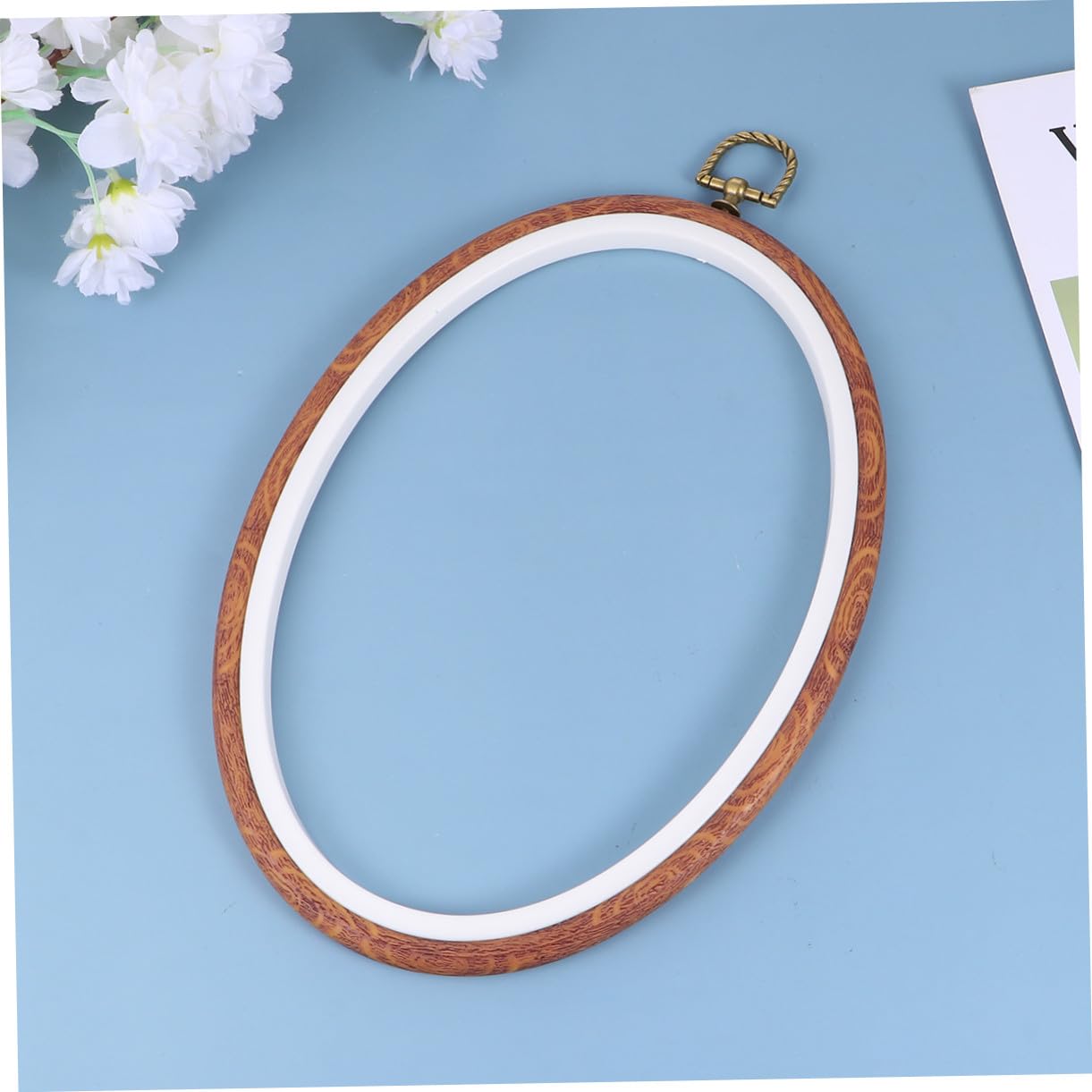 UKCOCO Aro de Bordado Elíptico 18x25 Cm Imitación Madera, 3 Piezas, Círculos de Punto de Cruz DIY para Manualidades y Costura, Principiantes, Decoración de Paredes y Bodas, Bricolaje Artesanal