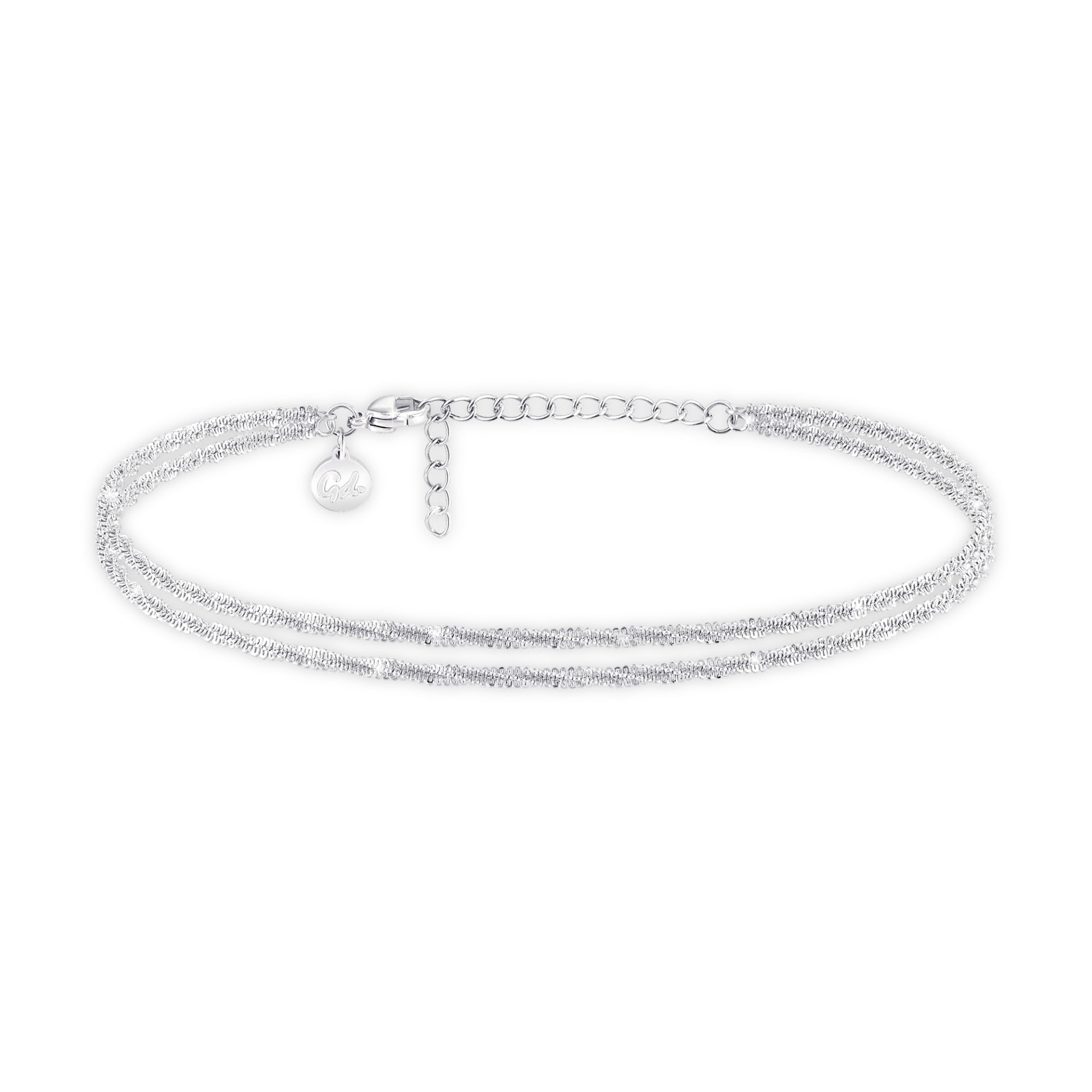 GD GOOD.designs Cavigliere da donna | Cavigliera a più fili in acciaio inox placcato oro 18K, oro rosa o oro bianco - Impermeabile e regolabile (22-27 cm)