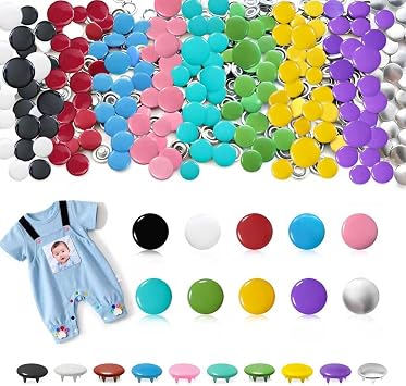 100 Sets Metal Snap Buttons Kit, 9.5mm Sewing Snaps in 10 Colors for Fabric, Clothing, Leather, Bags and DIY Crafting, Durable Prong Snap Fasteners 400 PCS