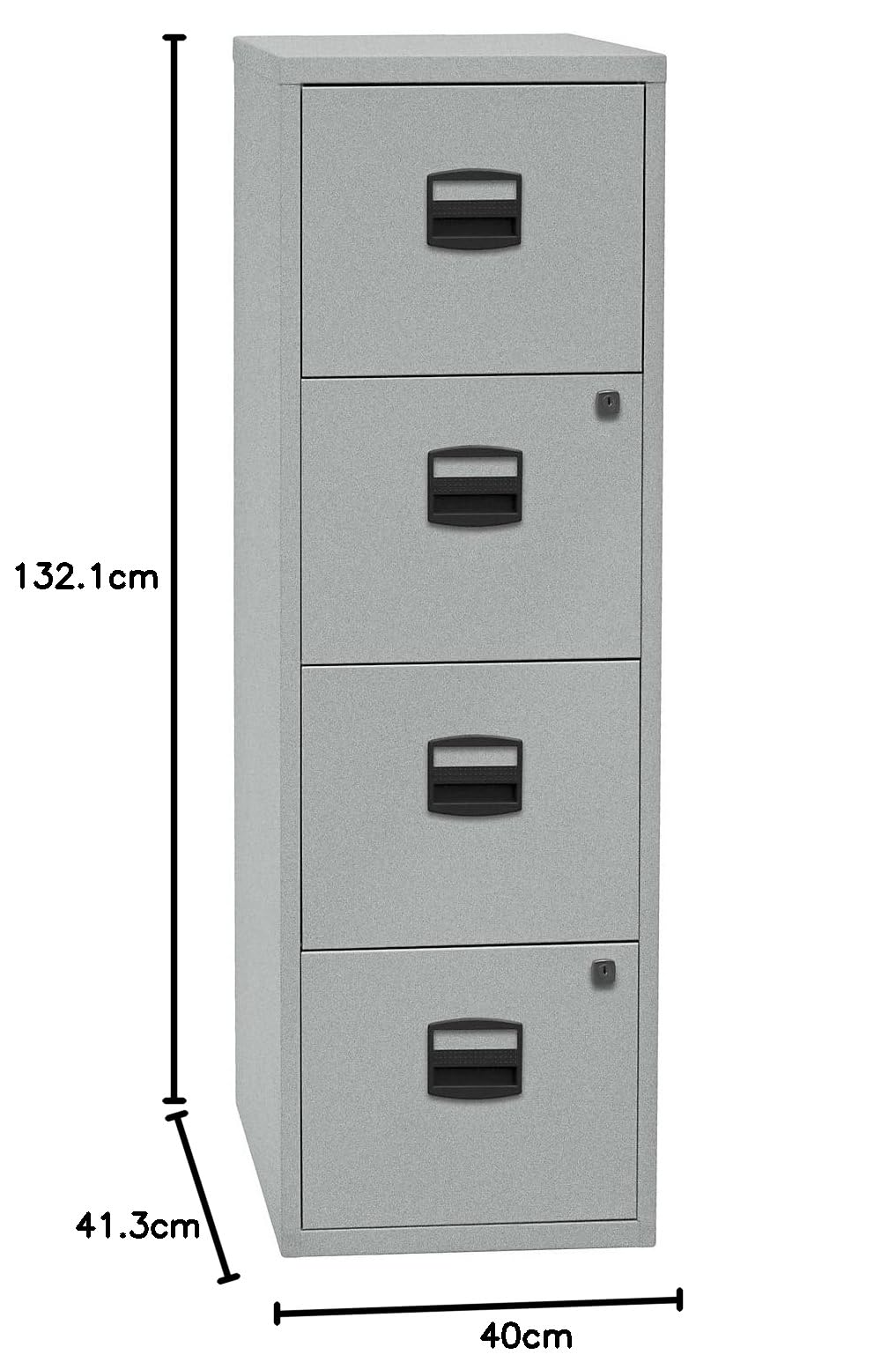 Bisley Home Hängeregistraturschrank PFA, 4 HR-Schubladen, Metall, 355 Silber, 40 x 41.3 x 132.1 cm