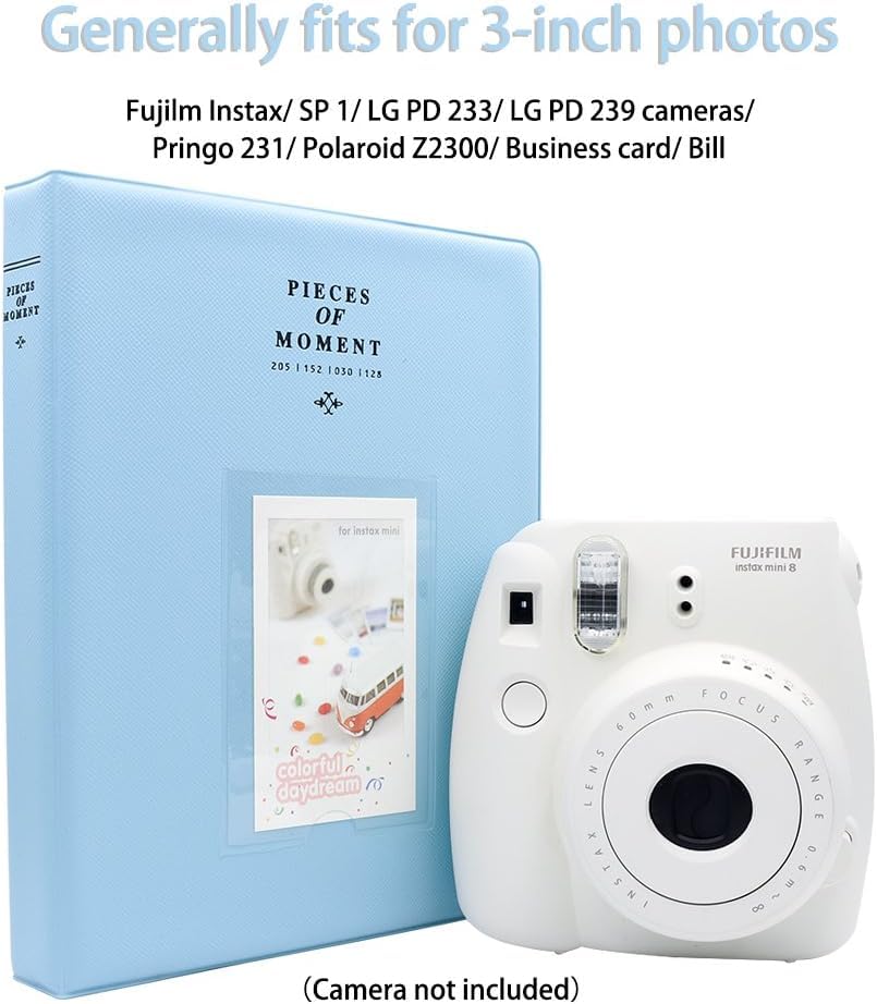 Image of ZENKO 64 Pockets Photo Album for Fujifilm Instax Mini 12 11 9 8 40 Evo Liplay 7S Instant Camera /Mini Link Printer, Polaroid Snap Touch PIC-300 Z2300 Mint Zip Instant Camera Printer (Blue)