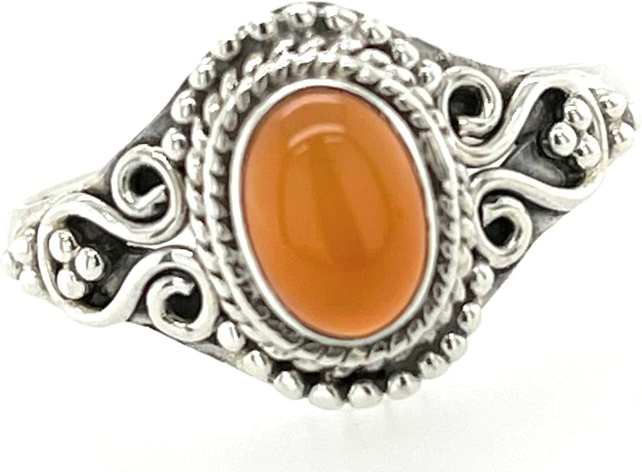 Genuine Carnelian 925 Solid Sterling Silver Engagement Ring Size 6.5, 7, 7.5, 8, 8.25, 9, 9.5 - Image 9