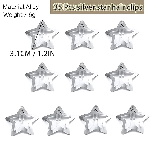 Miniatura 4 de 35 pinzas para el cabello con forma de estrella, de metal, antideslizantes, accesorios para el cabello de los años 2000, Y2K, lindos horquillas para