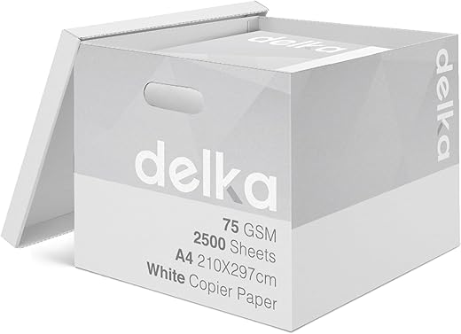 delka Multi-Purpose A4 Printer Paper, 75gsm A4 Paper, 5 Reams, 2500 Count, White (Pack of 5)