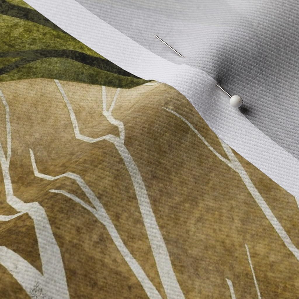 Spoonflower Fabric - Whimsical Woodland Earth Tones Neutral Calm Serene Minimal Painterly Printed on Denim Fabric by The Yard - Bottomweight Apparel Home Decor Upholstery