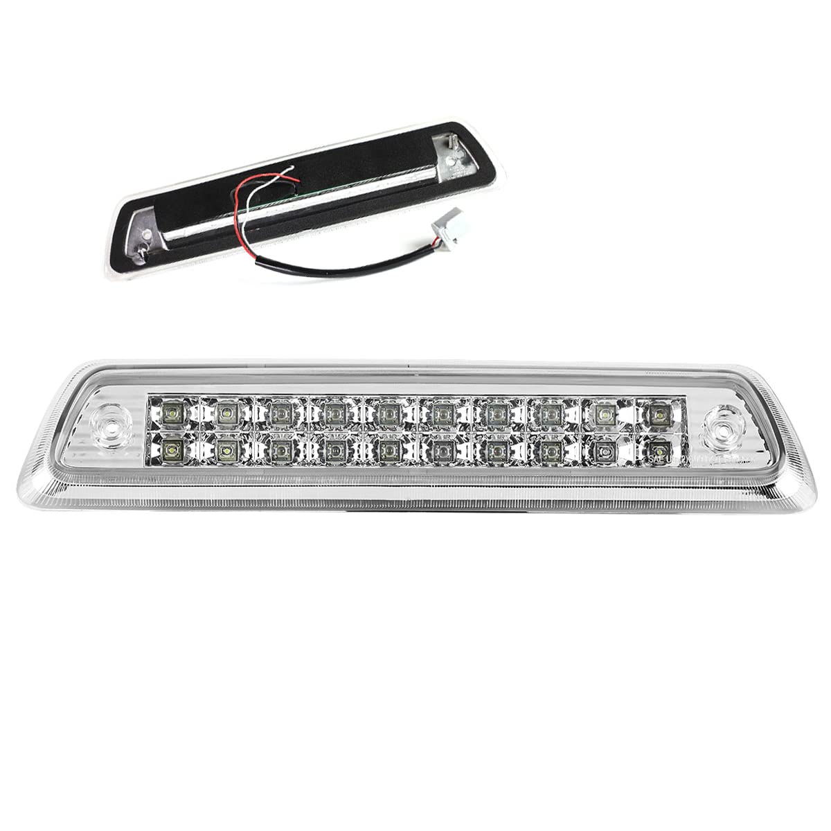 LED 3rd Third Brake Light Cargo Light High Mount Stop Light Compatible with Ford F-150 09-14,Chrome Housing/Clear Lens