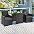 Tangkula 3 Pieces Patio Dining Set, Space-Saving PE Rattan Bistro Set with Tempered Glass Top Table and Cushioned Chairs, Outdoor Conversation Set for Garden Backyard Poolside Porch (Gray)