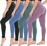 CAMPSNAIL 4 Leggings de paquet pour les femmes - Haute taille Soft Tummy Control Capri Black pour yoga gymnastique pantalons de course