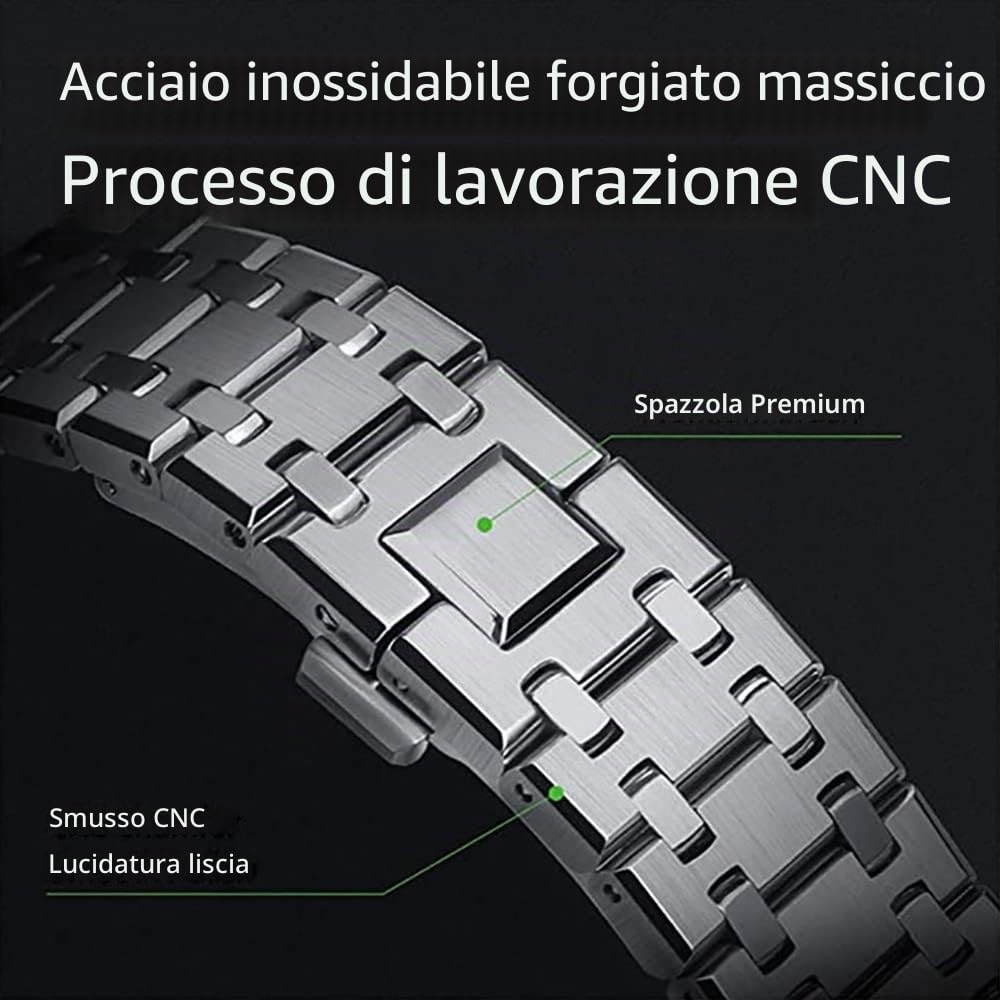 GA2100 - Kit mod per cinturino in acciaio inossidabile, lunetta liscia senza chiodi, cinturino in metallo, accessori compatibili con orologi Casio G-Shock GA2100/GA-2110