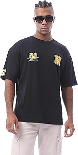 Ravin Mens Printed Black Slip On Comfy Regular Fit Tee Modern