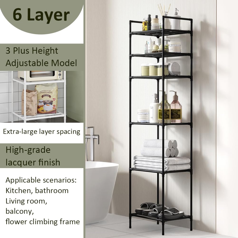 Scaffale in metallo a 6 ripiani, resistente, per cucina, dispensa, bagno, soggiorno, ufficio, durevole, versatile, salvaspazio