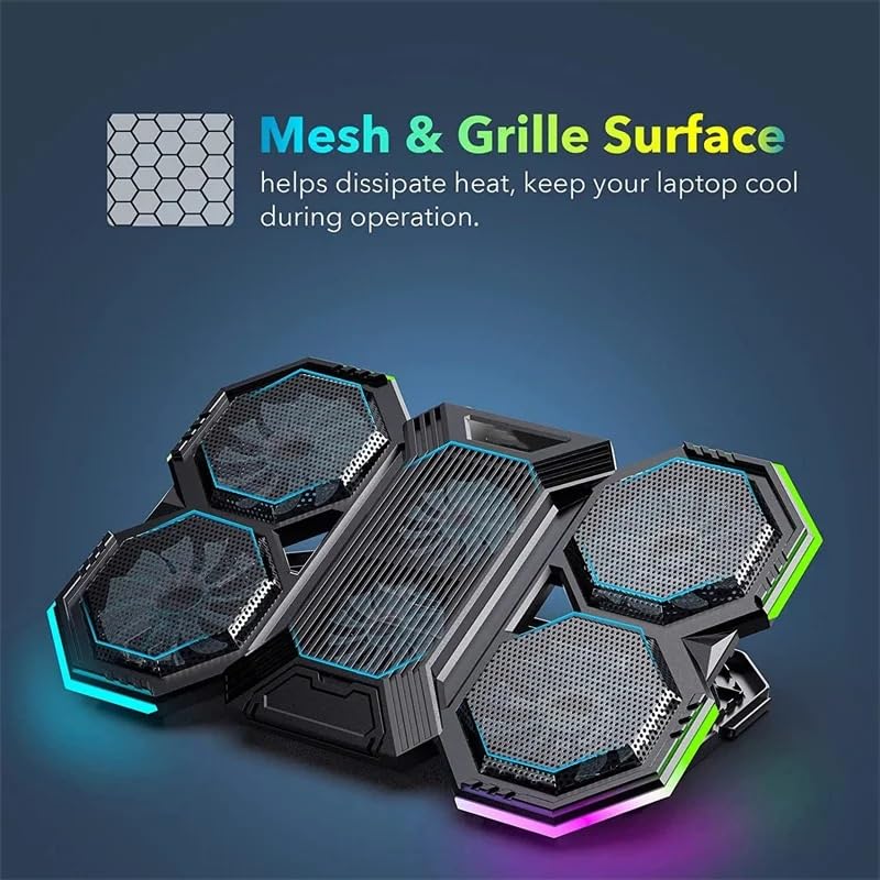 Laptop Cooler podstawka pod laptopa Sześć Wentylatorów, Regulowana Prędkość Wiatru, Wysokość, Podświetlenie RGB, Port USB, Podstawka Chłodząca Do Laptopa, Stojak Na Laptopa(RGB)