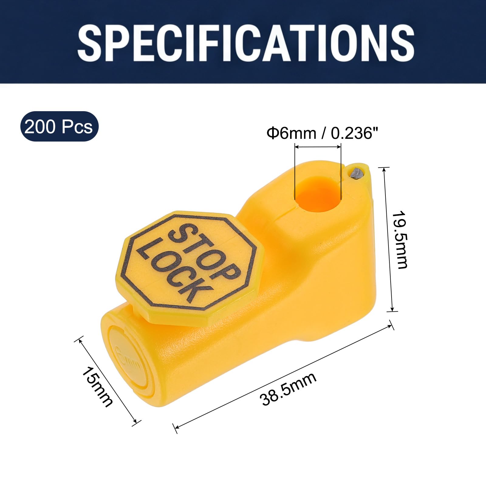 DTGN 200 Pezzi 6mm Ganci di Blocco Magnetici ABS Plastica Giallo | Ganci di Blocco di Sicurezza per Esposizione, Accessorio Universale per Pannello Forato, per Vari Negozi e Centri Commerciali