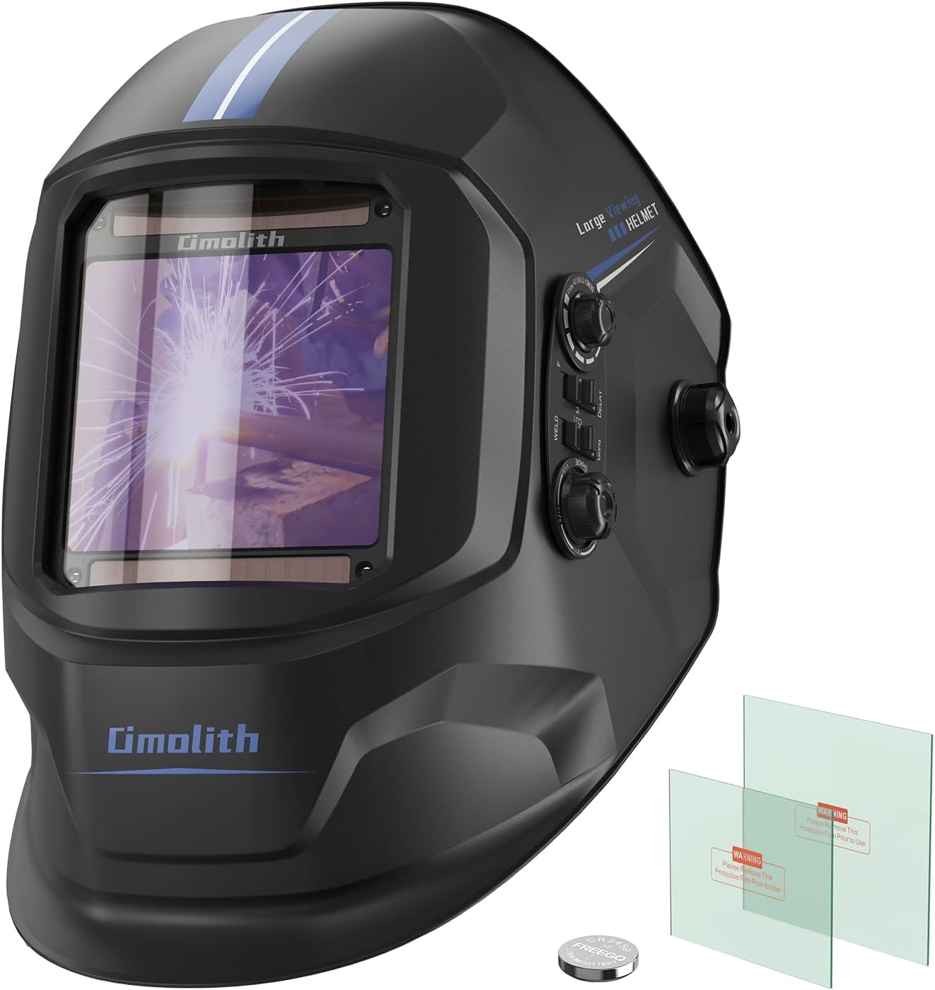 3.93"X3.66" Large Viewing 1/1/1/1 True Color Welding Helmet,4 Arc Sensor Auto Darkening Welding Hood,Wide Shade 4/5-9/9-13 for TIG MIG Arc Weld Grinding Welder Mask