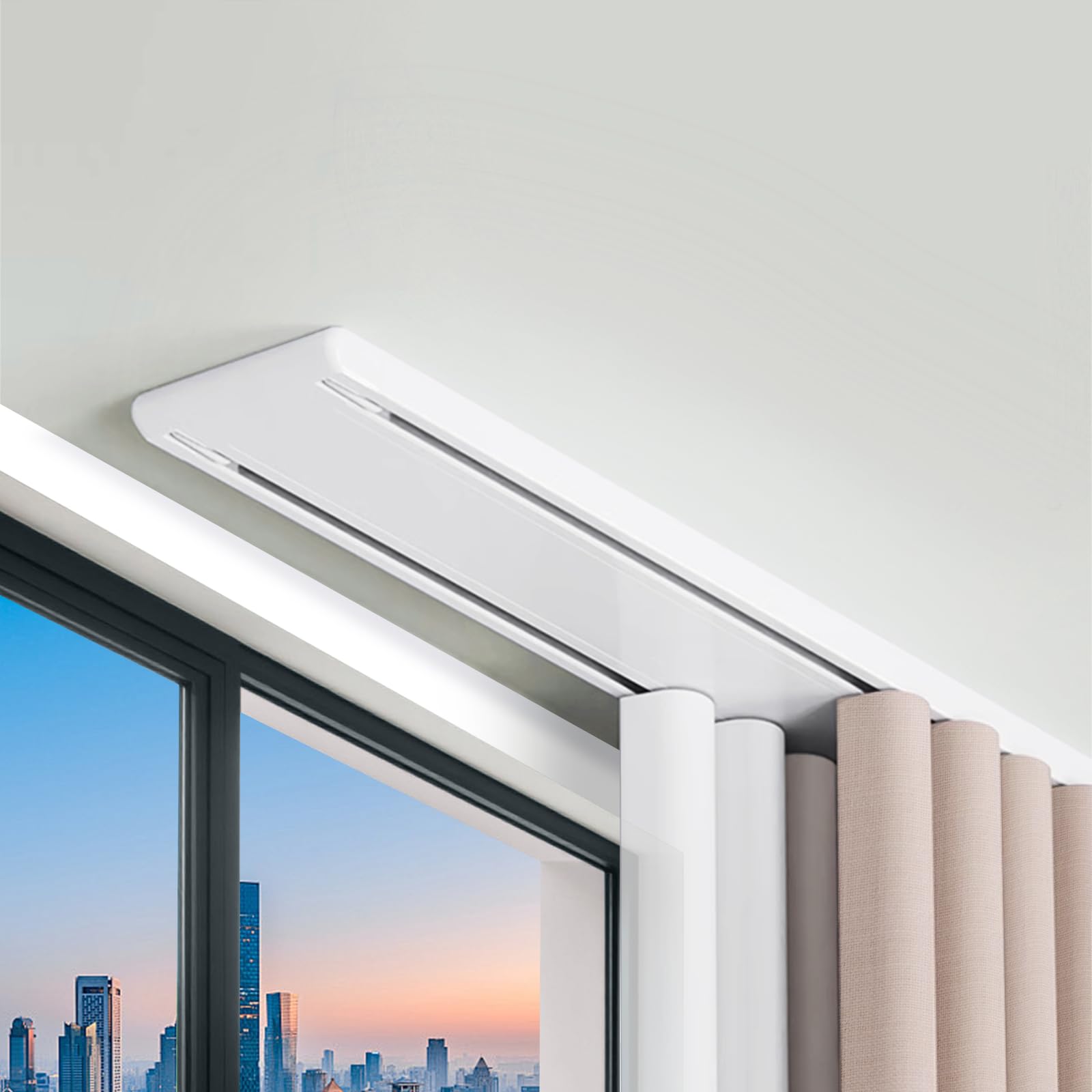 Rail de Rideau Double pour Plafond, Tringle à Rideaux 2 Voies, 380cm | Aluminium, Blanc Silencieux Séparation de Pièce pour Salon, Chambre, Hôpital