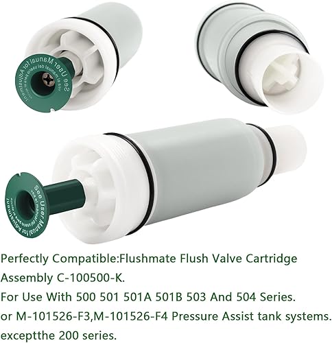 Miniatura 3 de C-100500-K Flushmate Original ReplacementCartridgePower Flush Toilet Piston Cartridge Piezas, Compatible con los modelos 500, 501, 501A, 501B, 503,