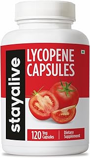 STAY ALIVE Lycopene Supplement for Men 60mg, Natural Tomato Extract Powder, 120 Capsules with 4 Months Supply, 100% Veg Lycopene Complex, Non-GMO and Gluten Free Carotenoid Supplement