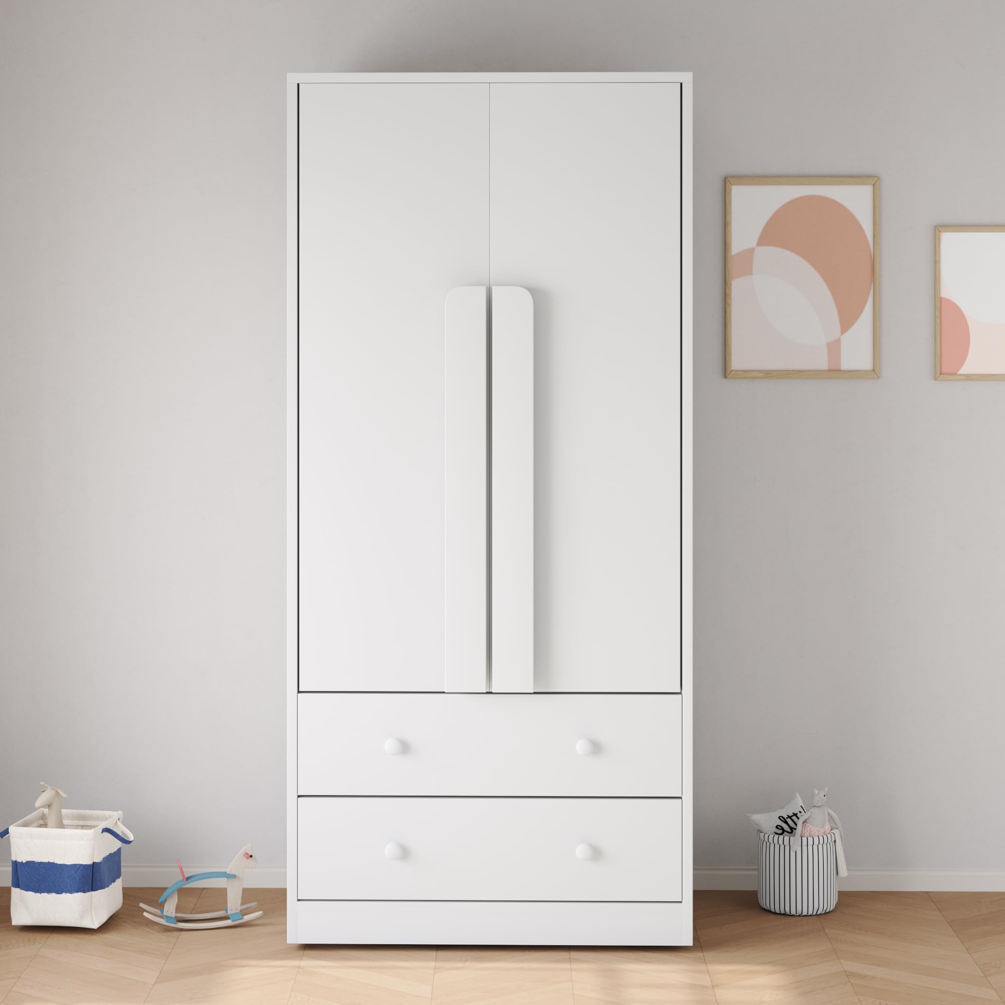 Soweiz Armario, Gran capacidad de almacenamiento con cajones, Duradero y estable, diseño de puertas dobles, con cajones y compartimentos de almacenamiento, 70x40x170 cm (blanco)