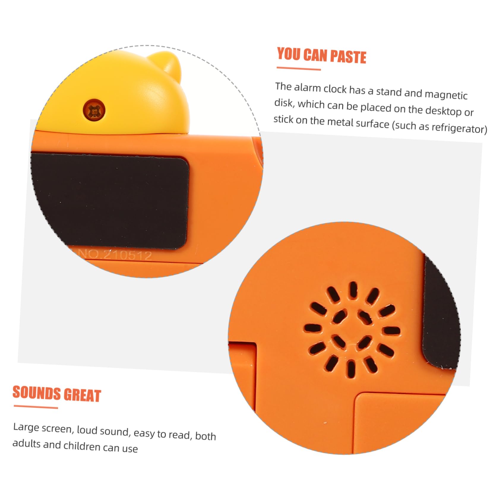 PRETYZOOM 4 Pièces Réveil Étude De La Minuterie De Cuisson Cuisine Mignonne Minuterie Mécanique Compte à Rebours Numérique Mini-Horloge Numérique Électronique Dur Orange Plastique